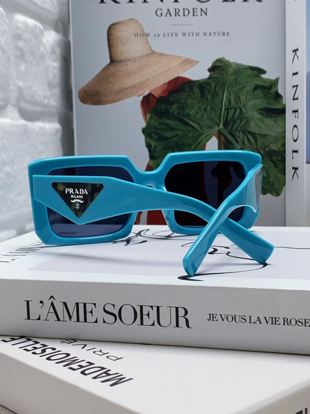 Prada Metal Oversized Blue Lens Sunglasses for Men - 432168 - detail image 2