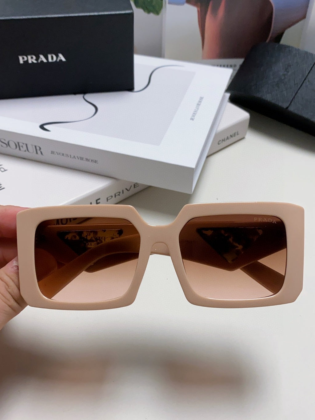 Prada Metal Oversized Red Lens Sunglasses for Men - 432169 - detail image 3