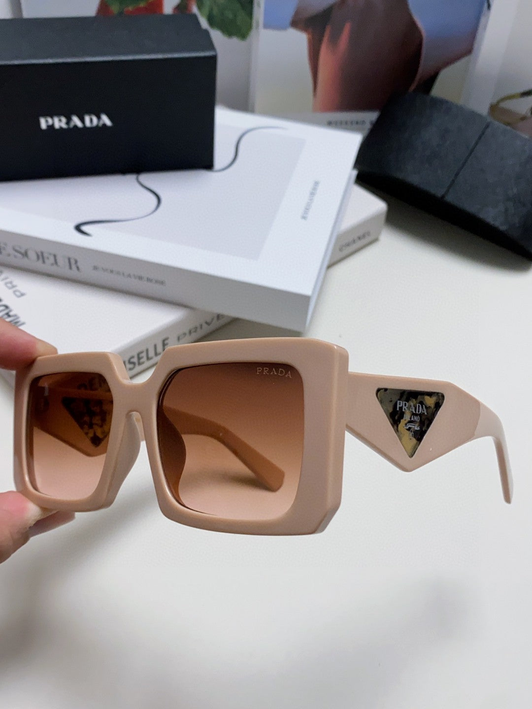 Prada Metal Oversized Red Lens Sunglasses for Men - 432169 - detail image 5