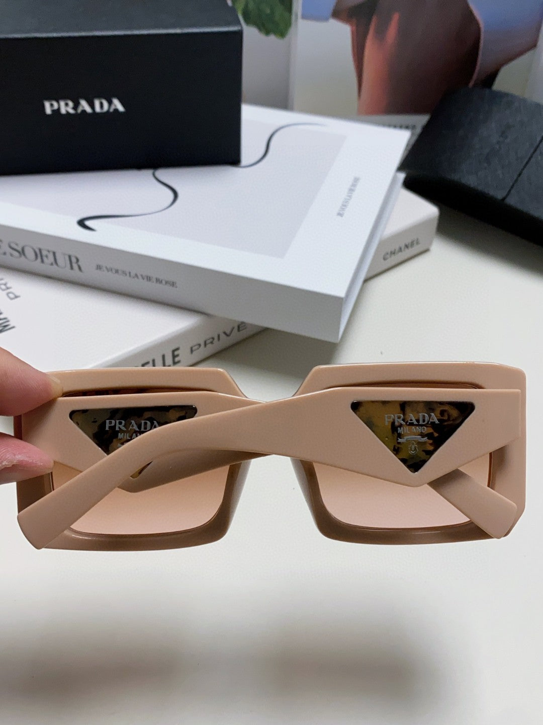 Prada Metal Oversized Red Lens Sunglasses for Men - detail image 4