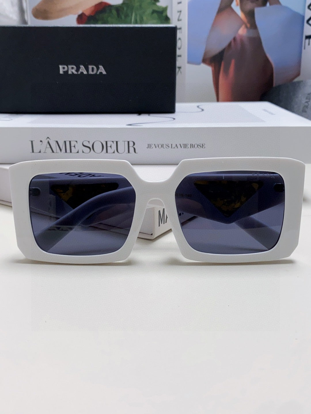 Prada Metal Oversized Silver Lens Sunglasses for Men - detail image 6