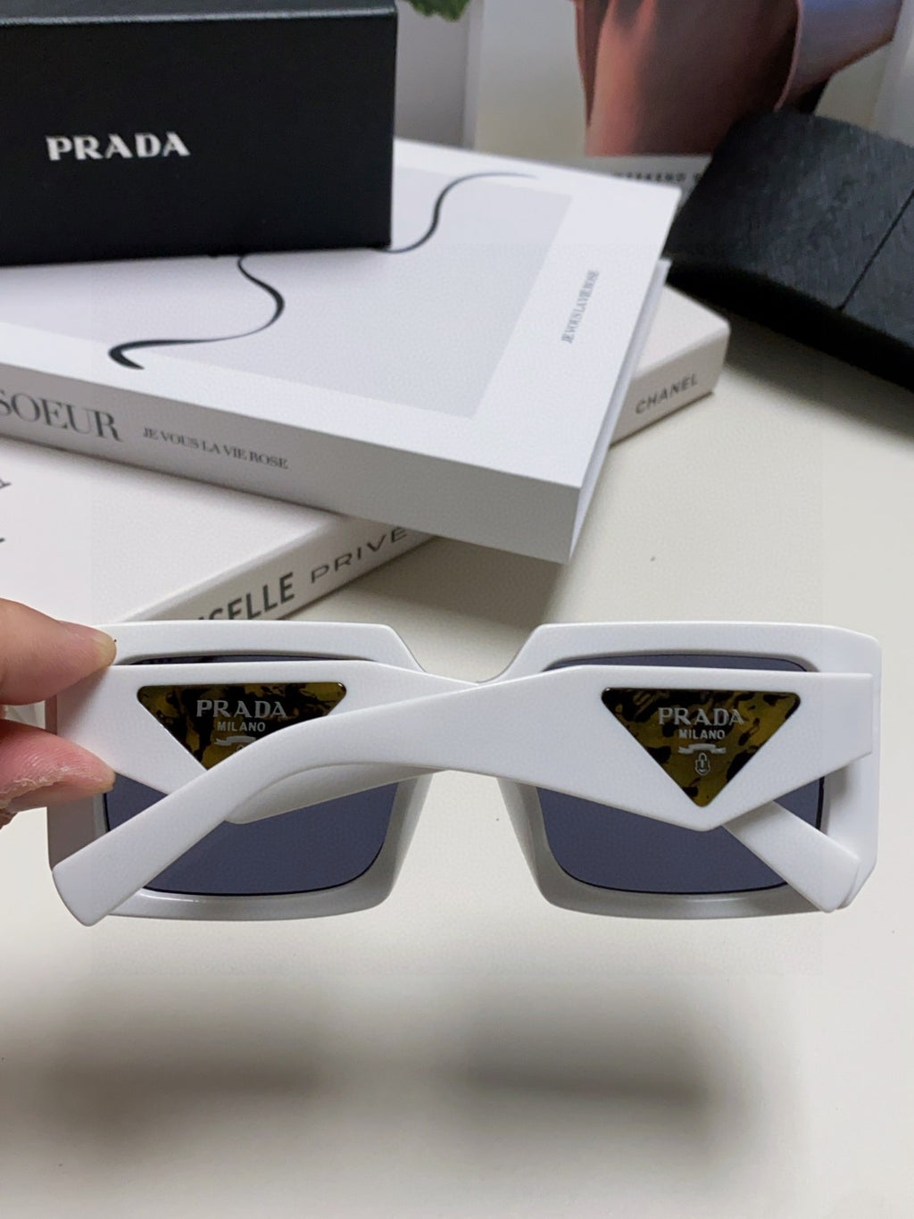 Prada Metal Oversized Silver Lens Sunglasses for Men - detail image 4
