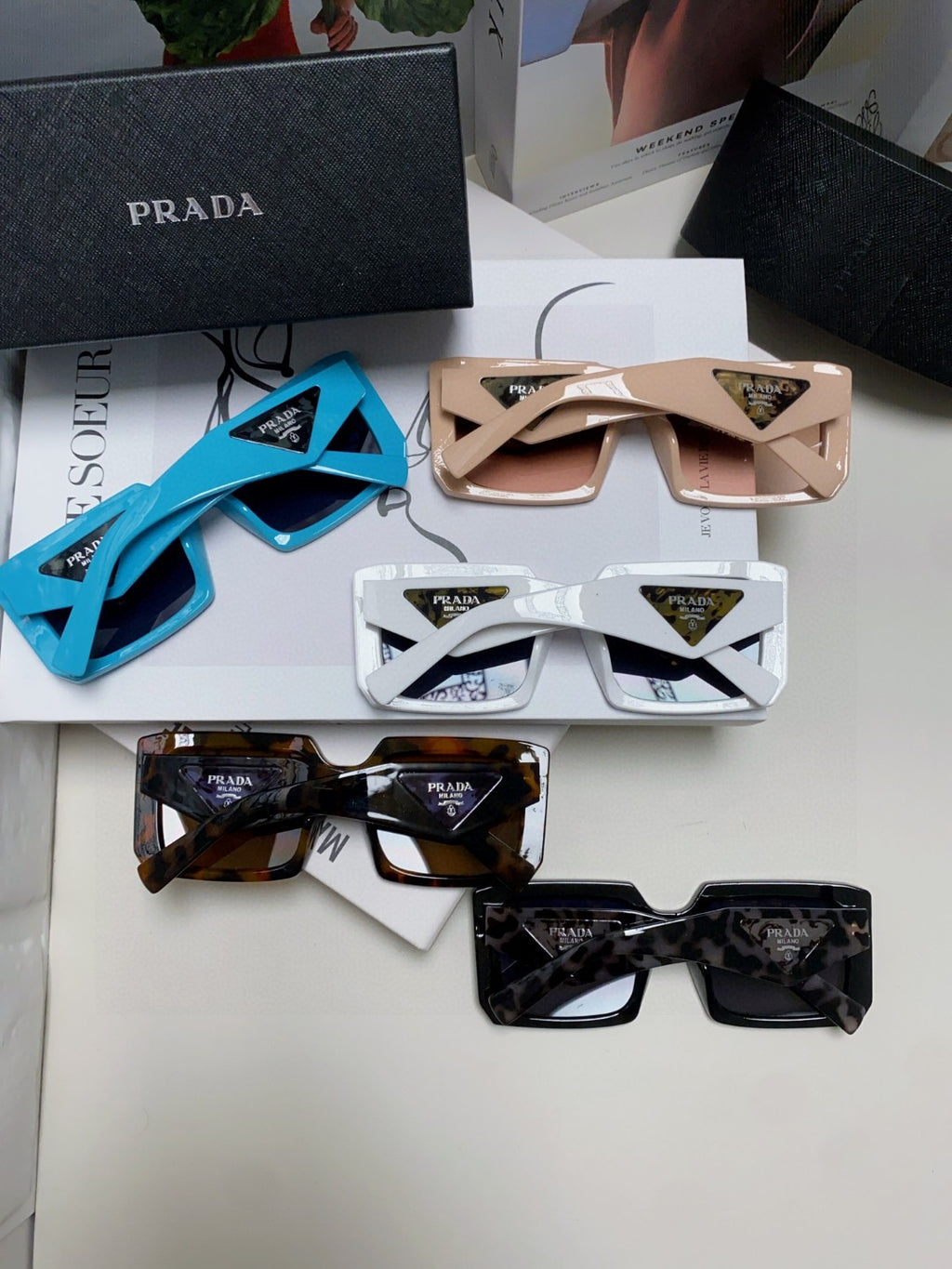 Prada Metal Oversized Silver Lens Sunglasses for Men - detail image 8