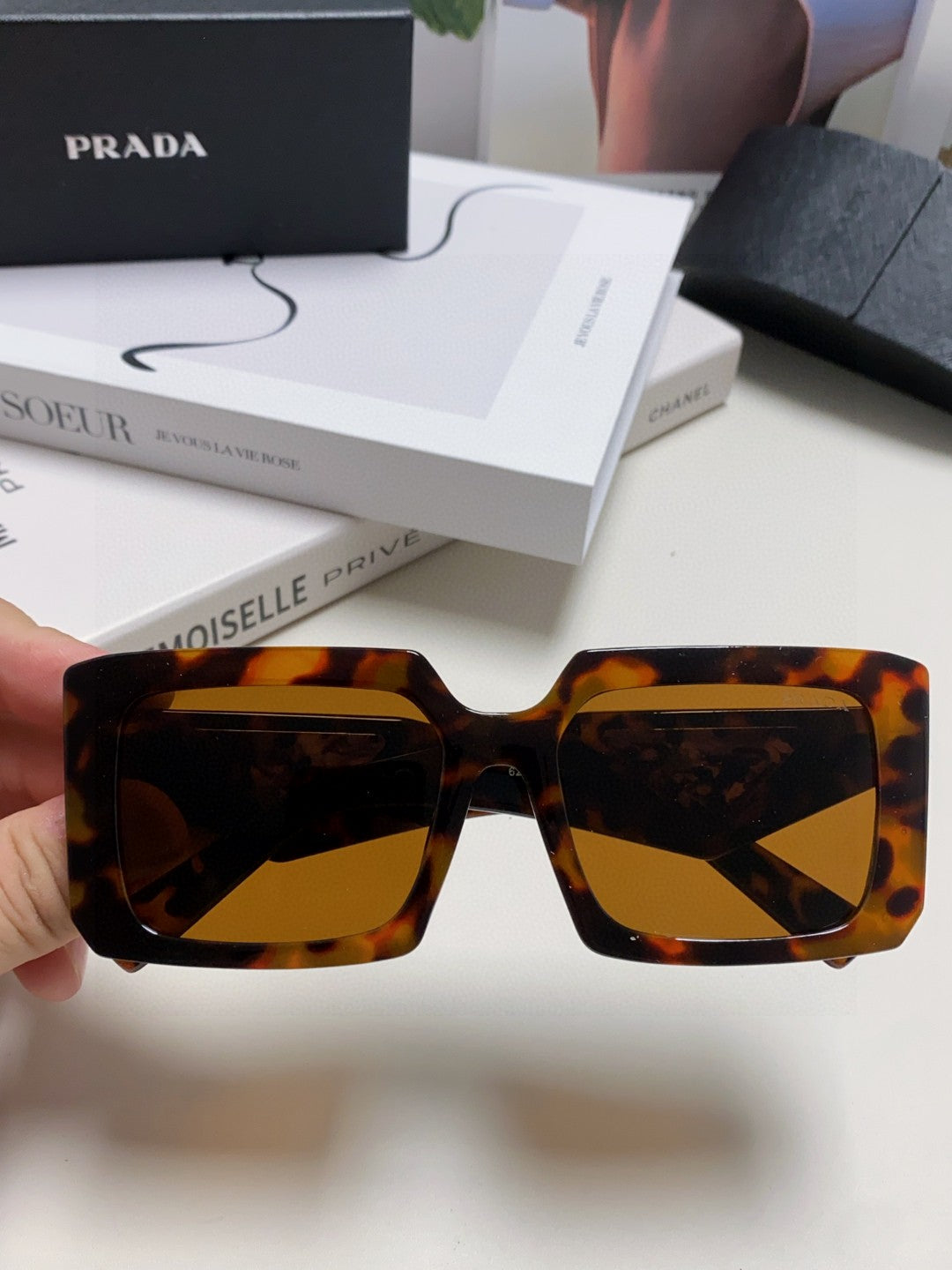 Prada Metal Oversized Brown Lens Sunglasses for Men - detail image 3