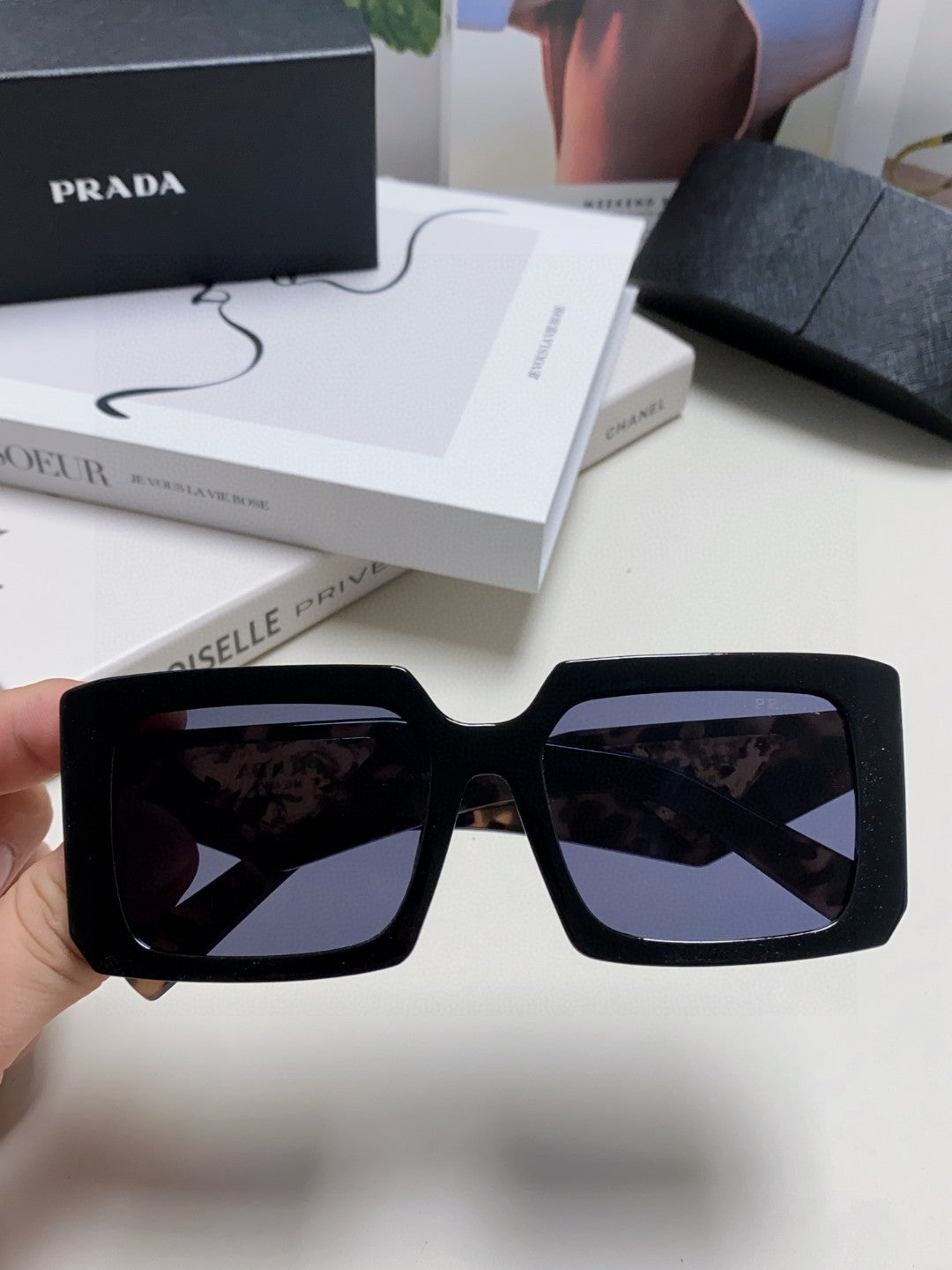 Prada Metal Oversized Blue Lens Sunglasses for Men - 432172 - detail image 3