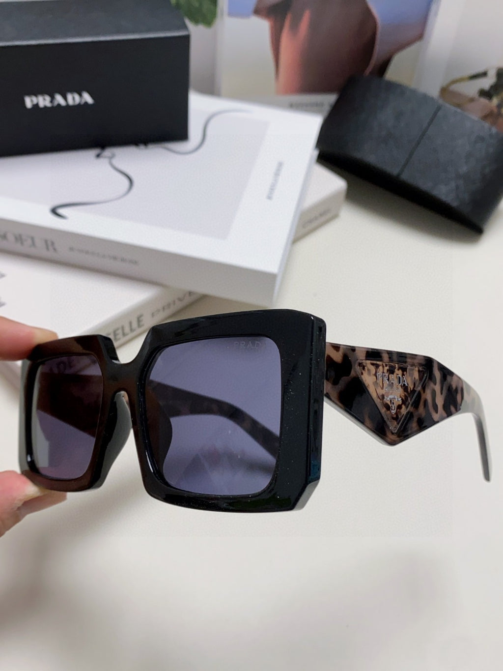 Prada Metal Oversized Blue Lens Sunglasses for Men - 432172 - detail image 5