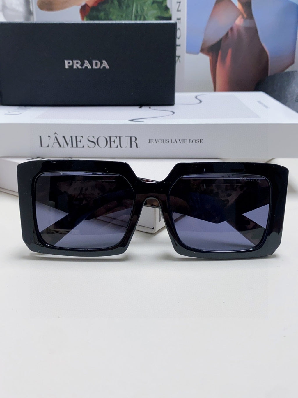 Prada Metal Oversized Blue Lens Sunglasses for Men - 432172 - detail image 6