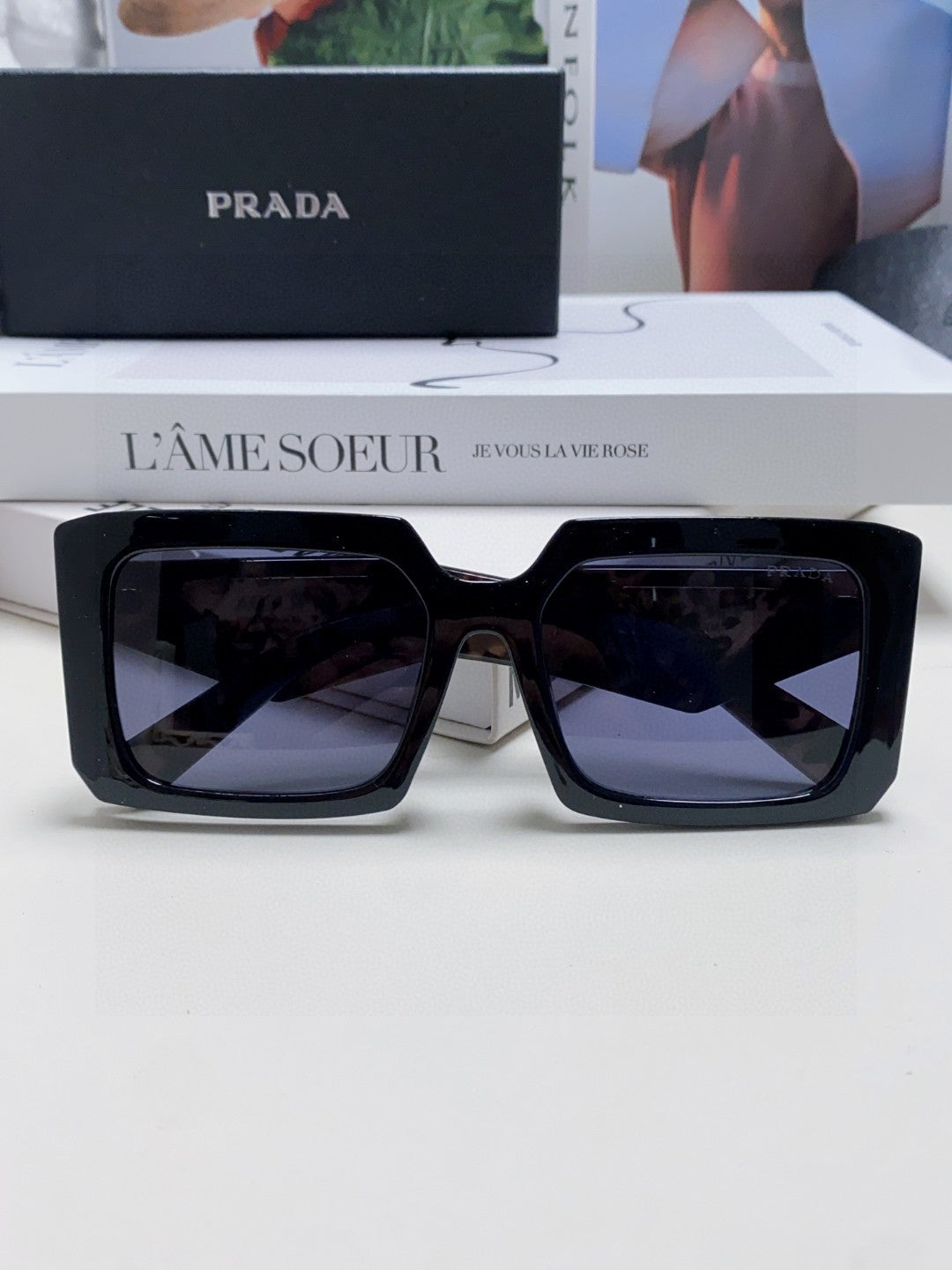 Prada Metal Oversized Blue Lens Sunglasses for Men - 432172 - detail image 6