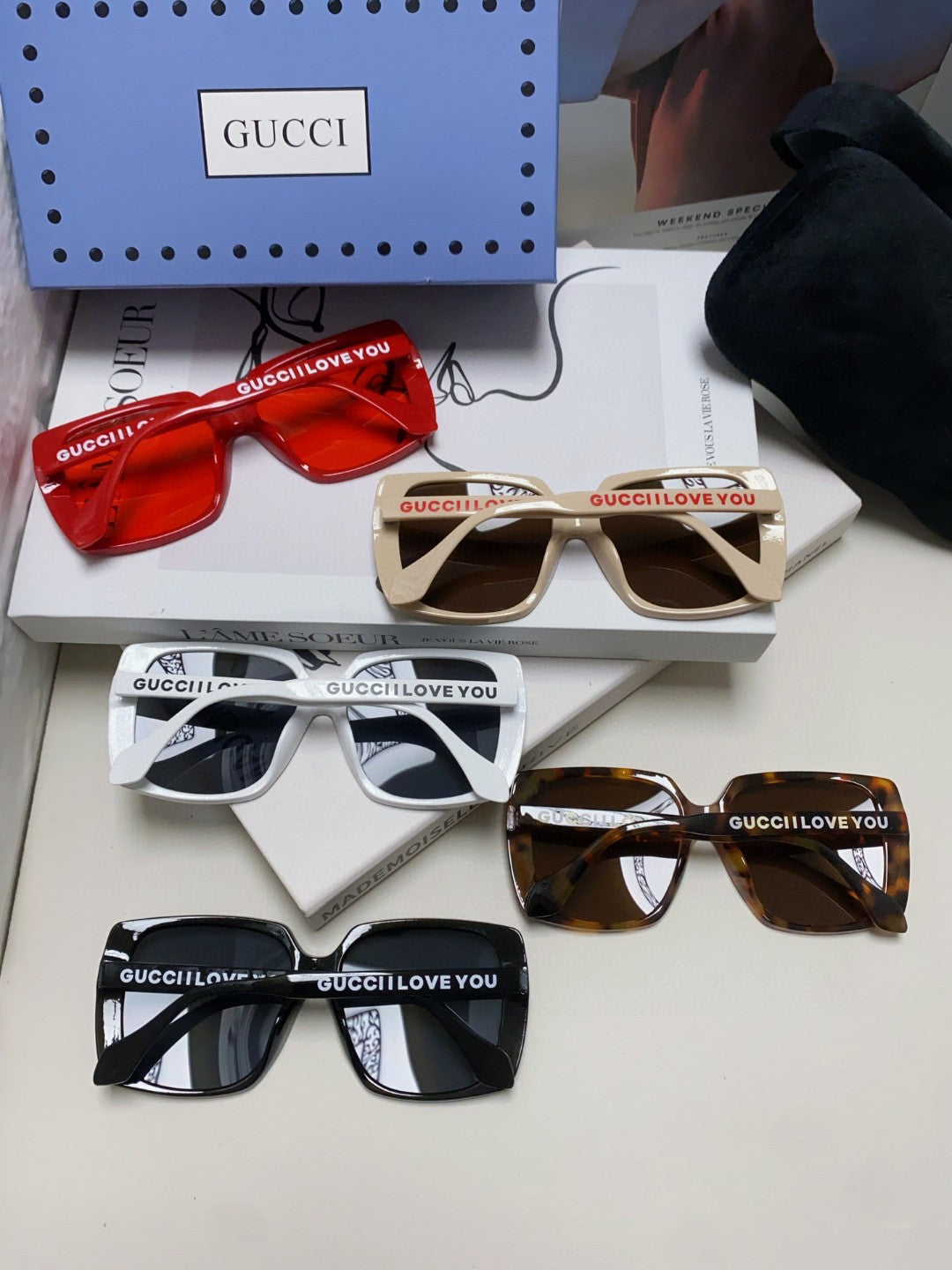 Gucci Oversized Blue Lens Sunglasses for Women - 997558 - detail image 8