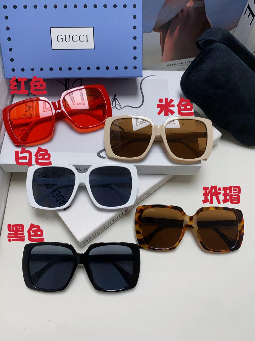 Gucci Oversized Blue Lens Sunglasses for Women - 997558 - detail image 9