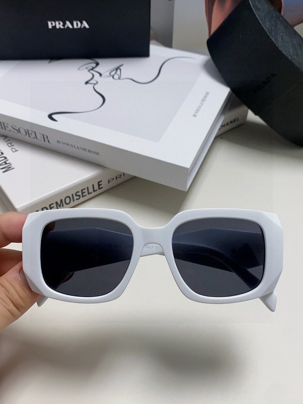 Prada Square Blue Lens Sunglasses for Women - 382690 - detail image 2