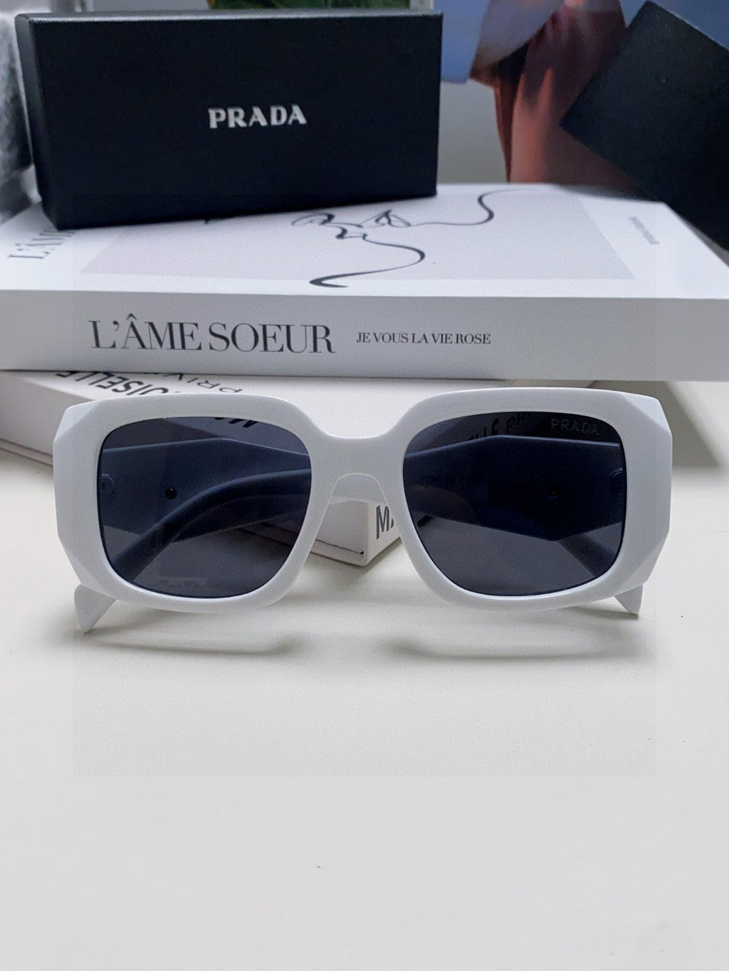 Prada Square Blue Lens Sunglasses for Women - 382690 - detail image 5
