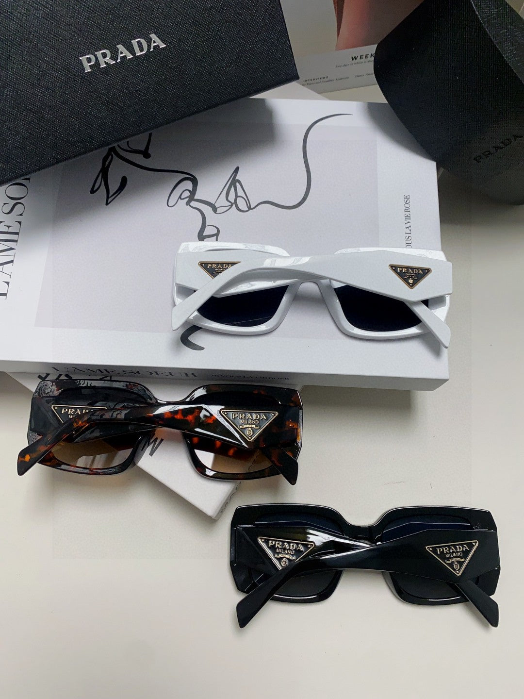 Prada Square Red Lens Sunglasses for Women - 382691 - detail image 8