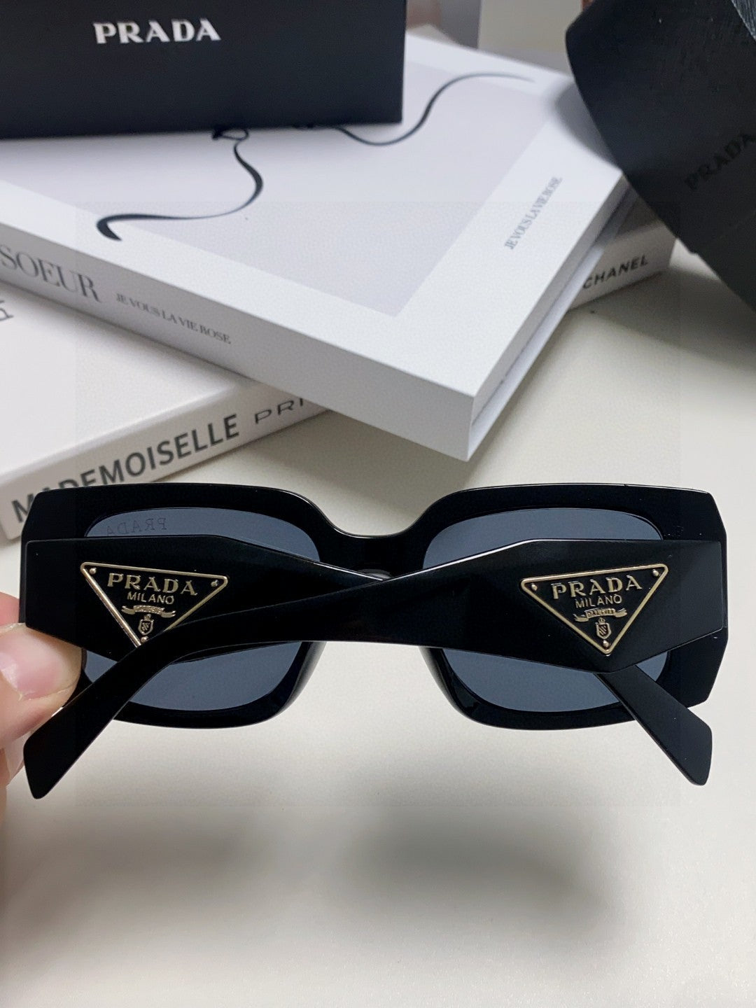 Prada Square Blue Lens Sunglasses for Women - 382692 - detail image 3