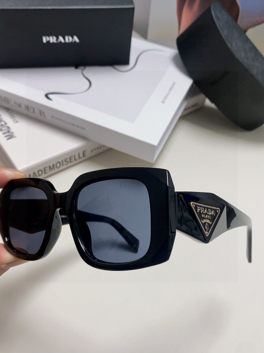 Prada Square Blue Lens Sunglasses for Women - 382692 - detail image 4
