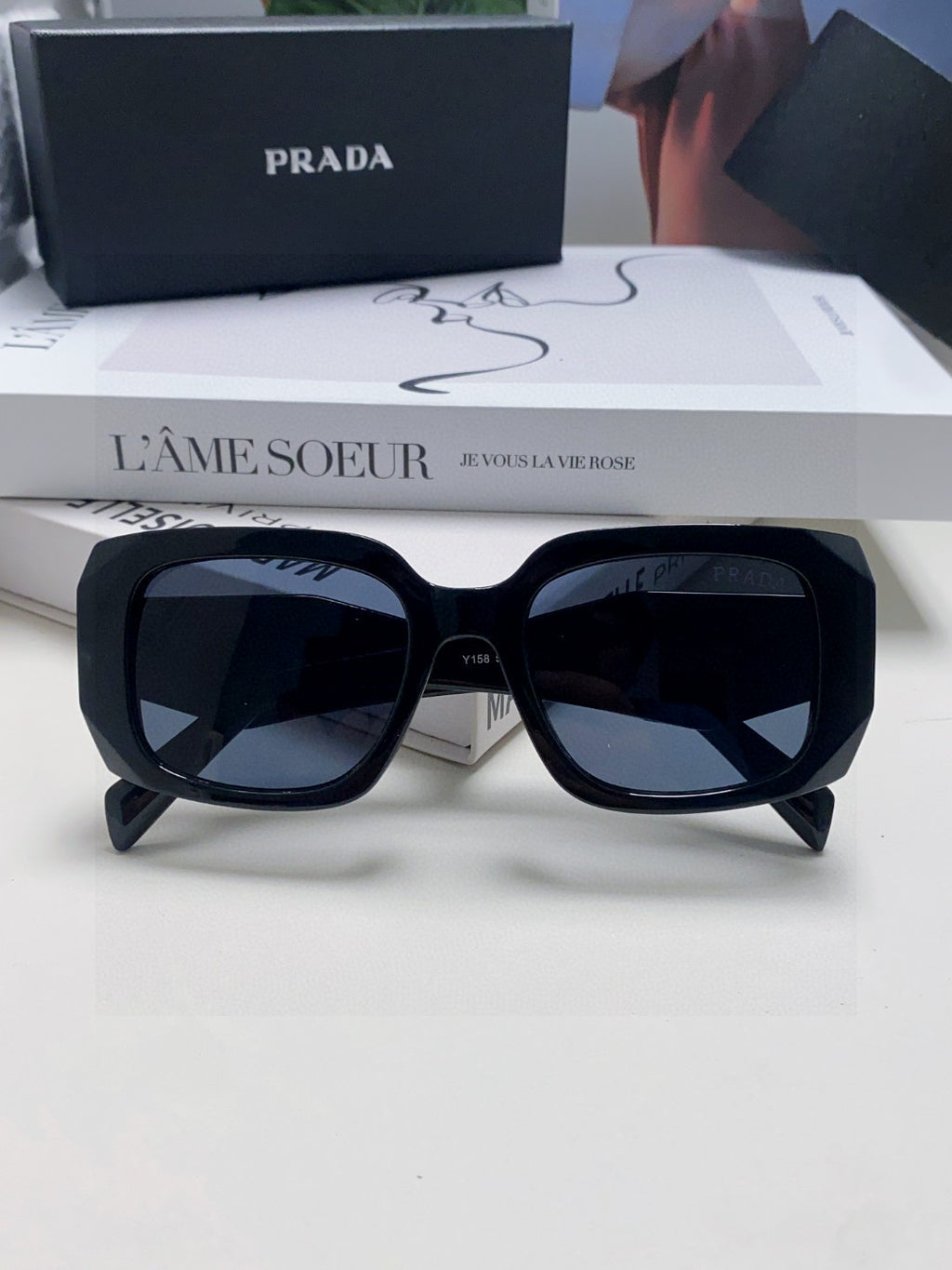 Prada Square Blue Lens Sunglasses for Women - detail image 5