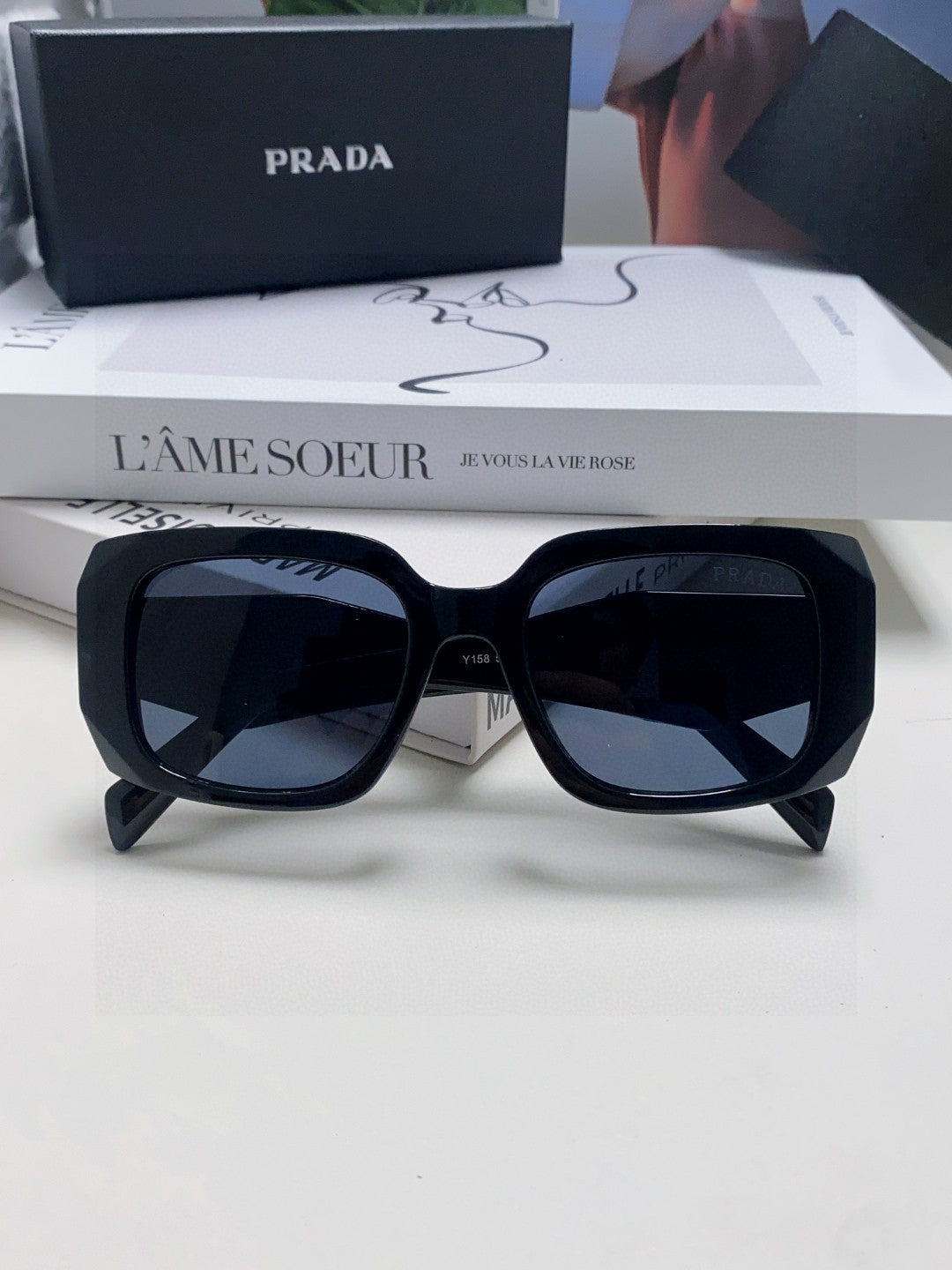 Prada Square Blue Lens Sunglasses for Women - 382692 - detail image 5