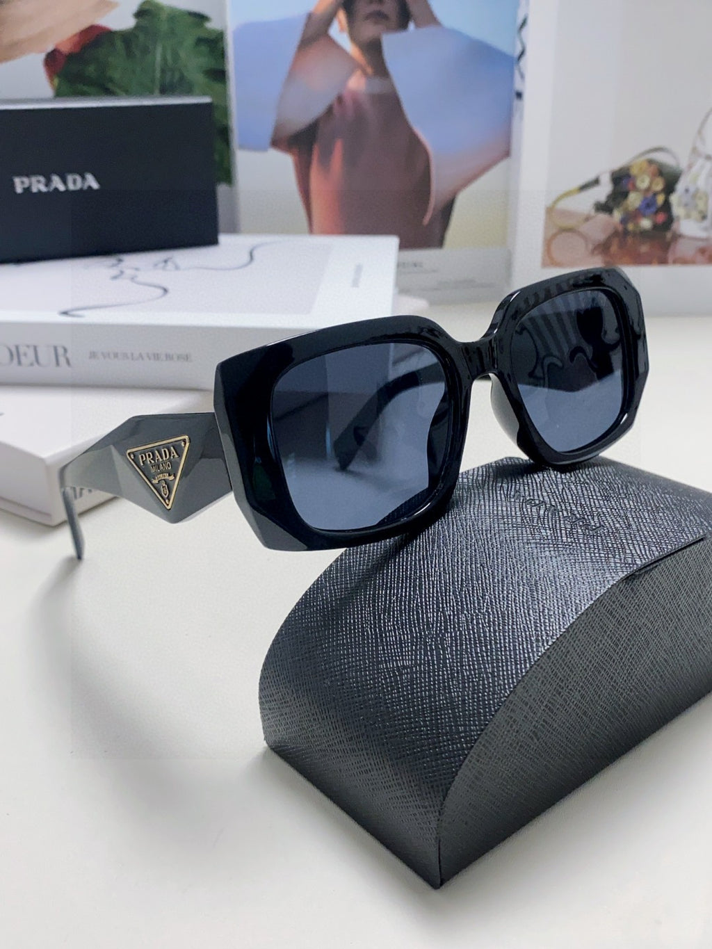 Prada Square Blue Lens Sunglasses for Women - 382692 - detail image 6