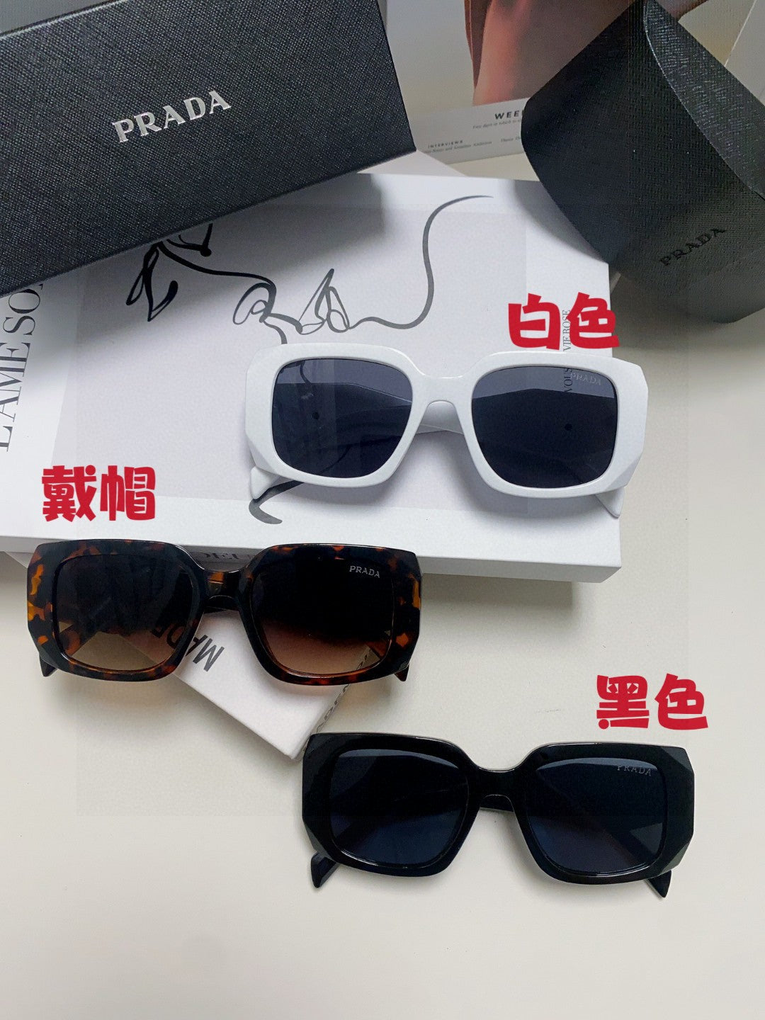 Prada Square Blue Lens Sunglasses for Women - detail image 8