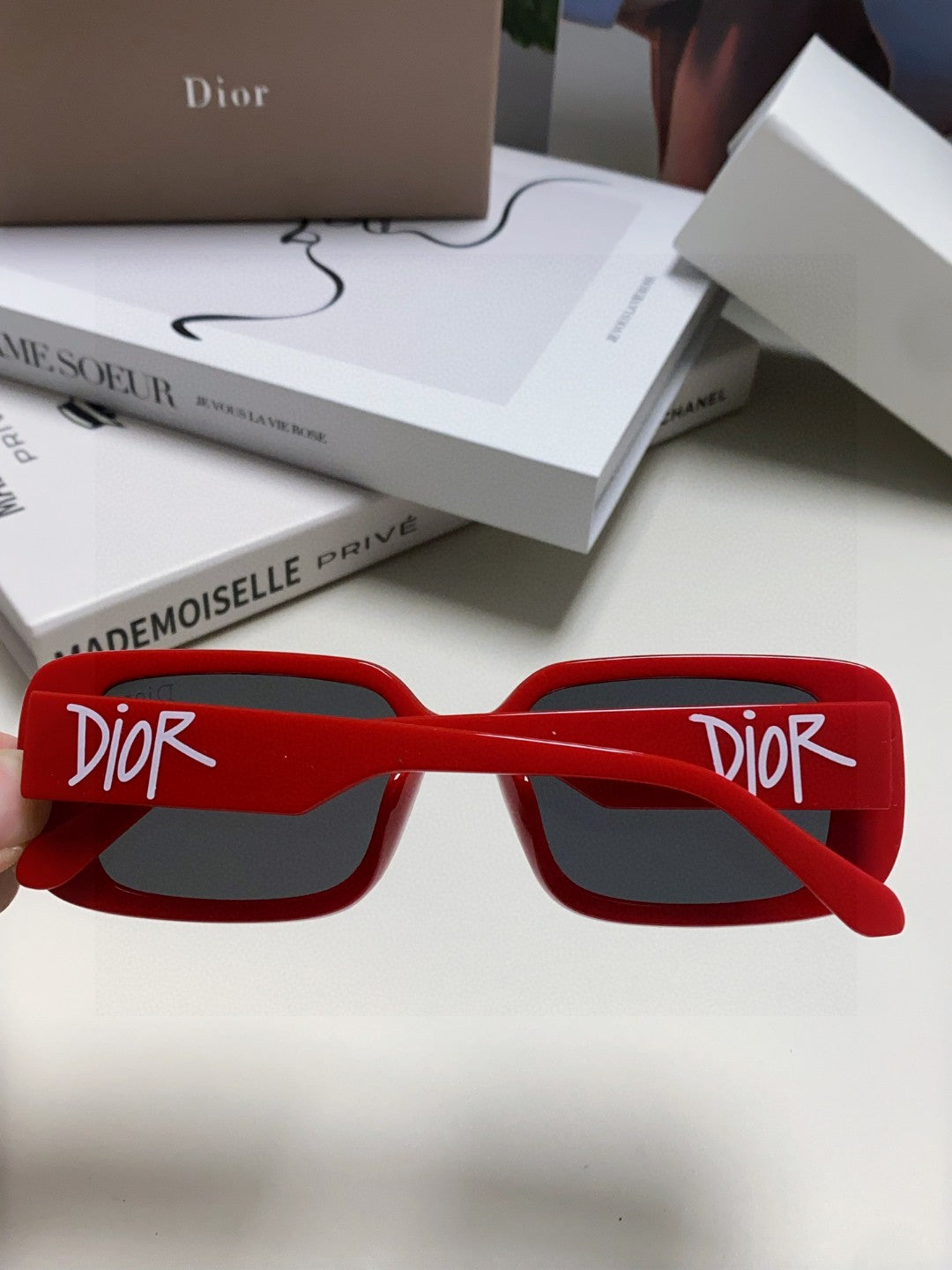 Dior Square Red Lens Sunglasses for Women - 382438 - detail image 4
