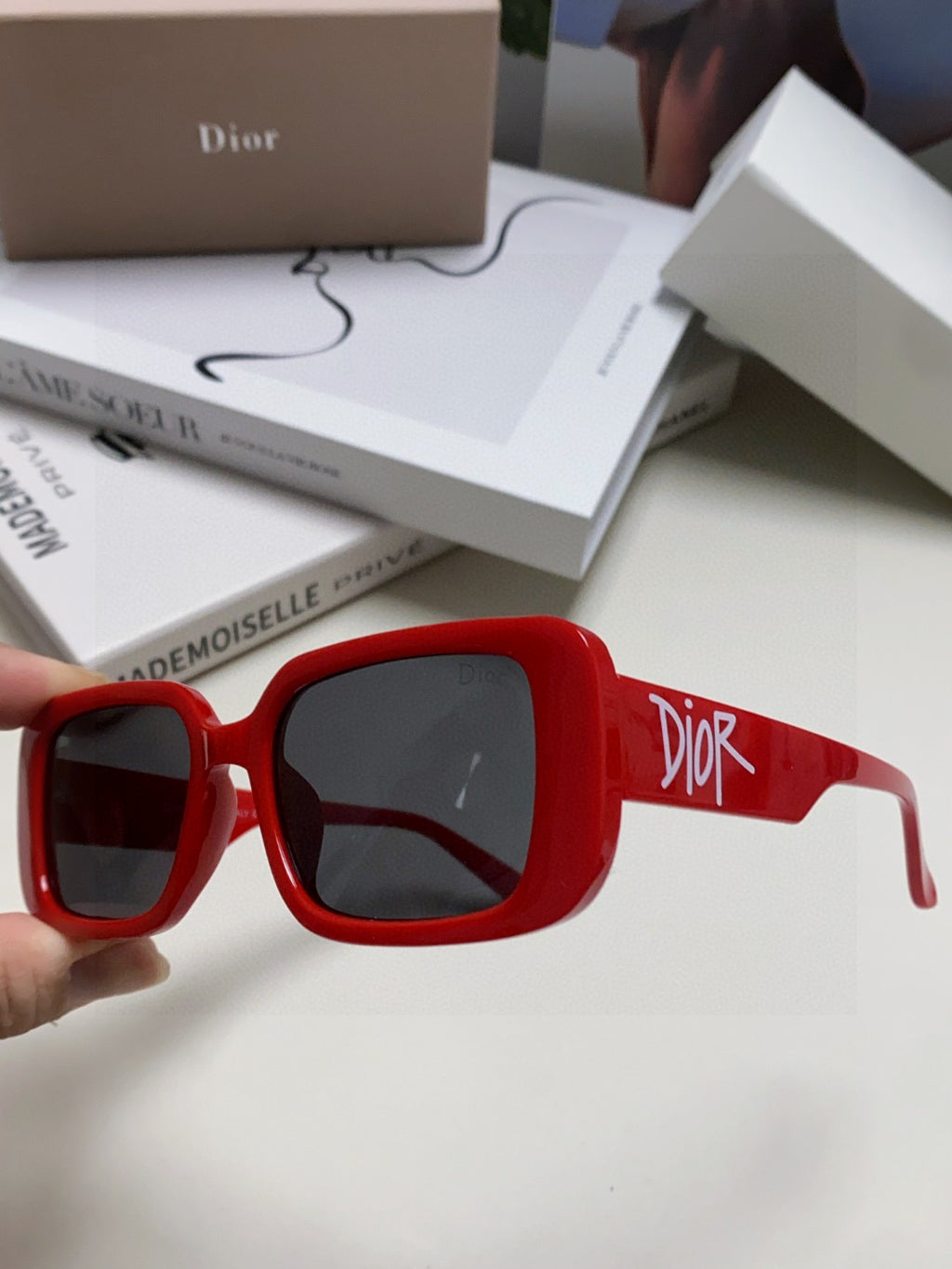 Dior Square Red Lens Sunglasses for Women - 382438 - detail image 5