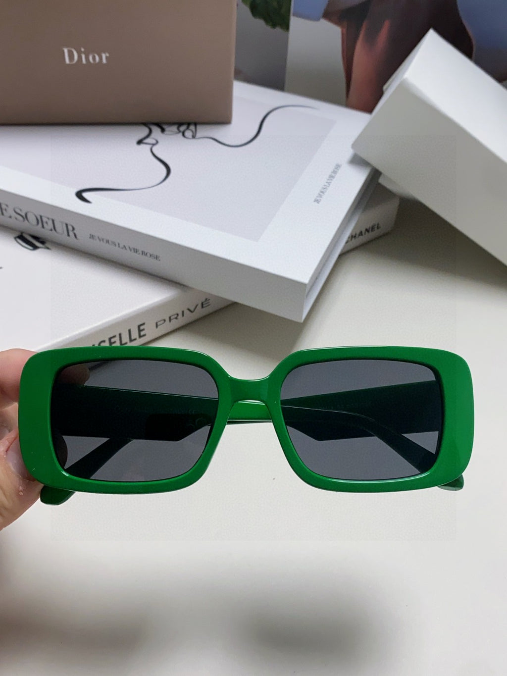 Dior Square Green Lens Sunglasses for Women - 382440 - detail image 3