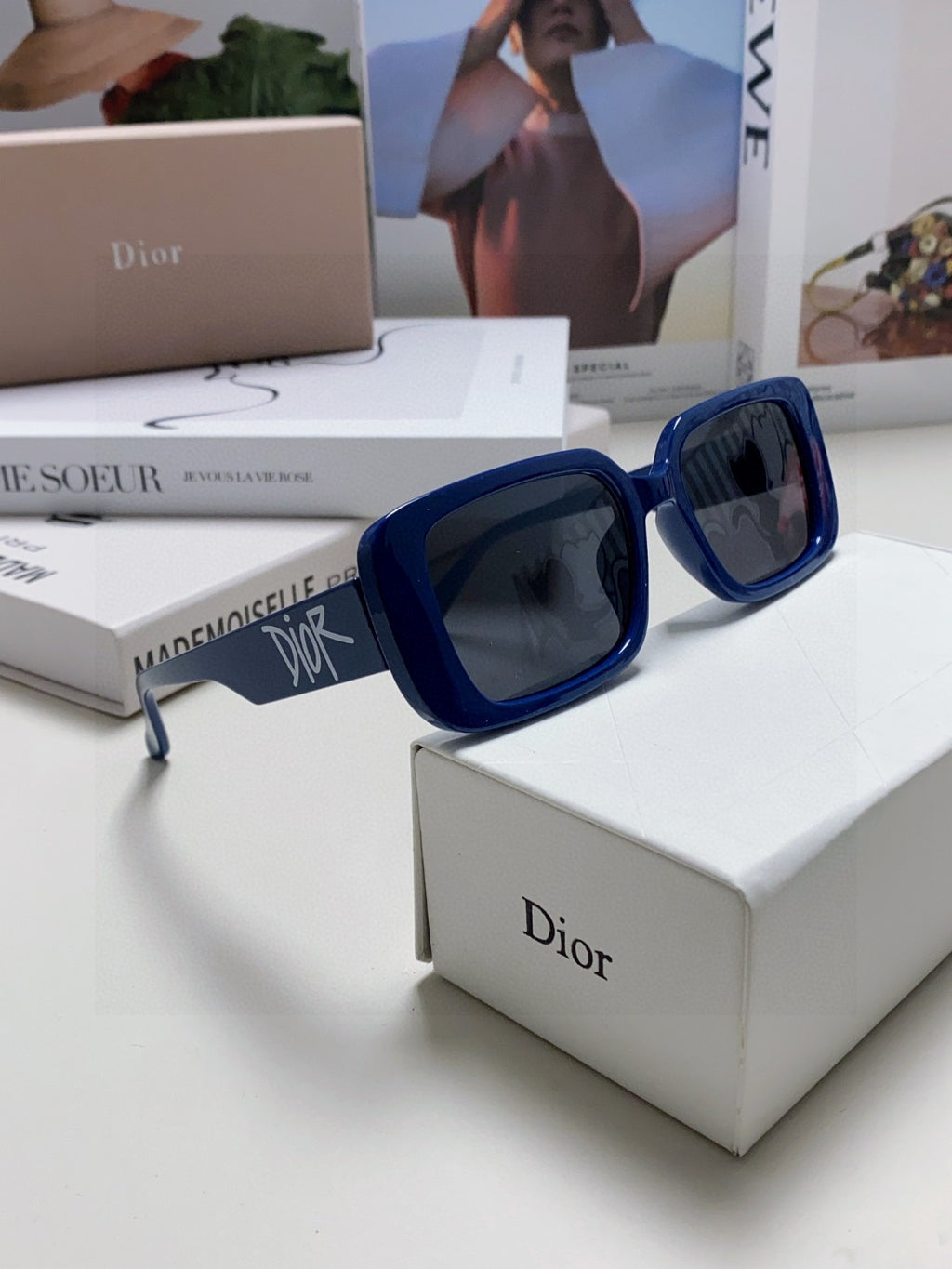 Dior Square Blue Lens Sunglasses for Women - 382441 - detail image 7