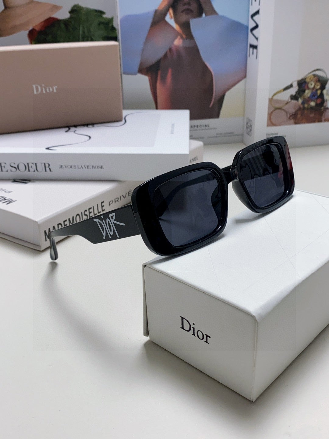 Dior Square Blue Lens Sunglasses for Women - 382442 - detail image 7