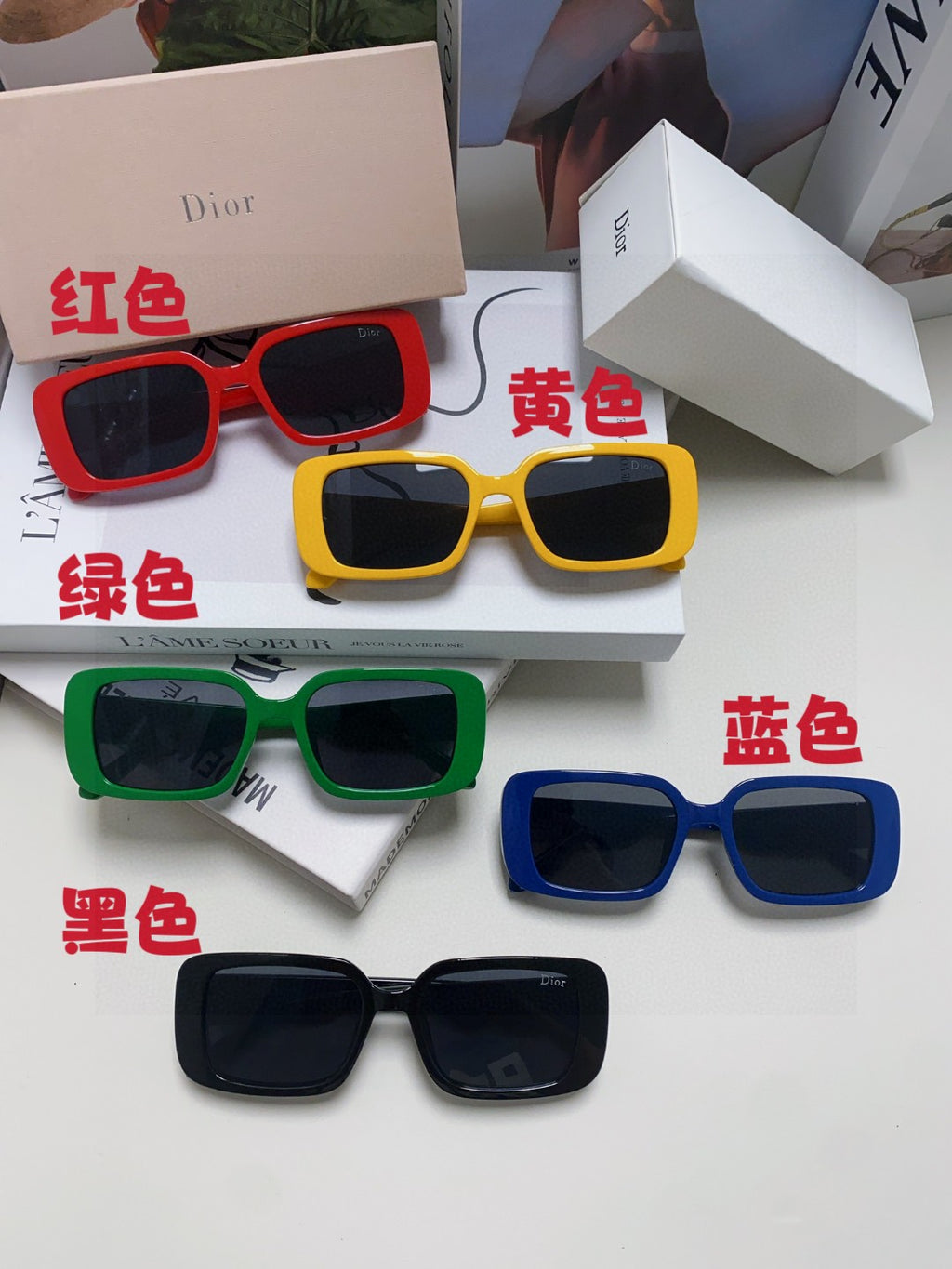 Dior Square Blue Lens Sunglasses for Women - 382442 - detail image 9