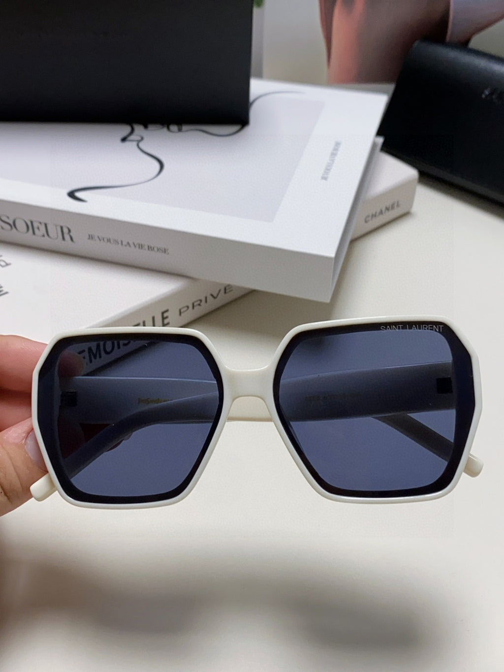 Saint Laurent Polarized Square Silver Lens Sunglasses for Men & Women - detail image 3