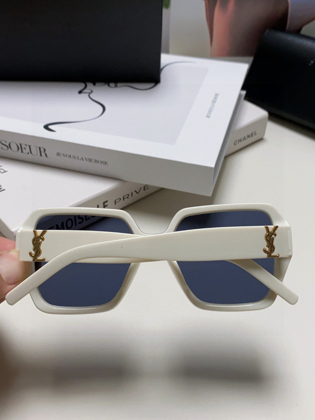 Saint Laurent Polarized Square Silver Lens Sunglasses for Men & Women - detail image 4