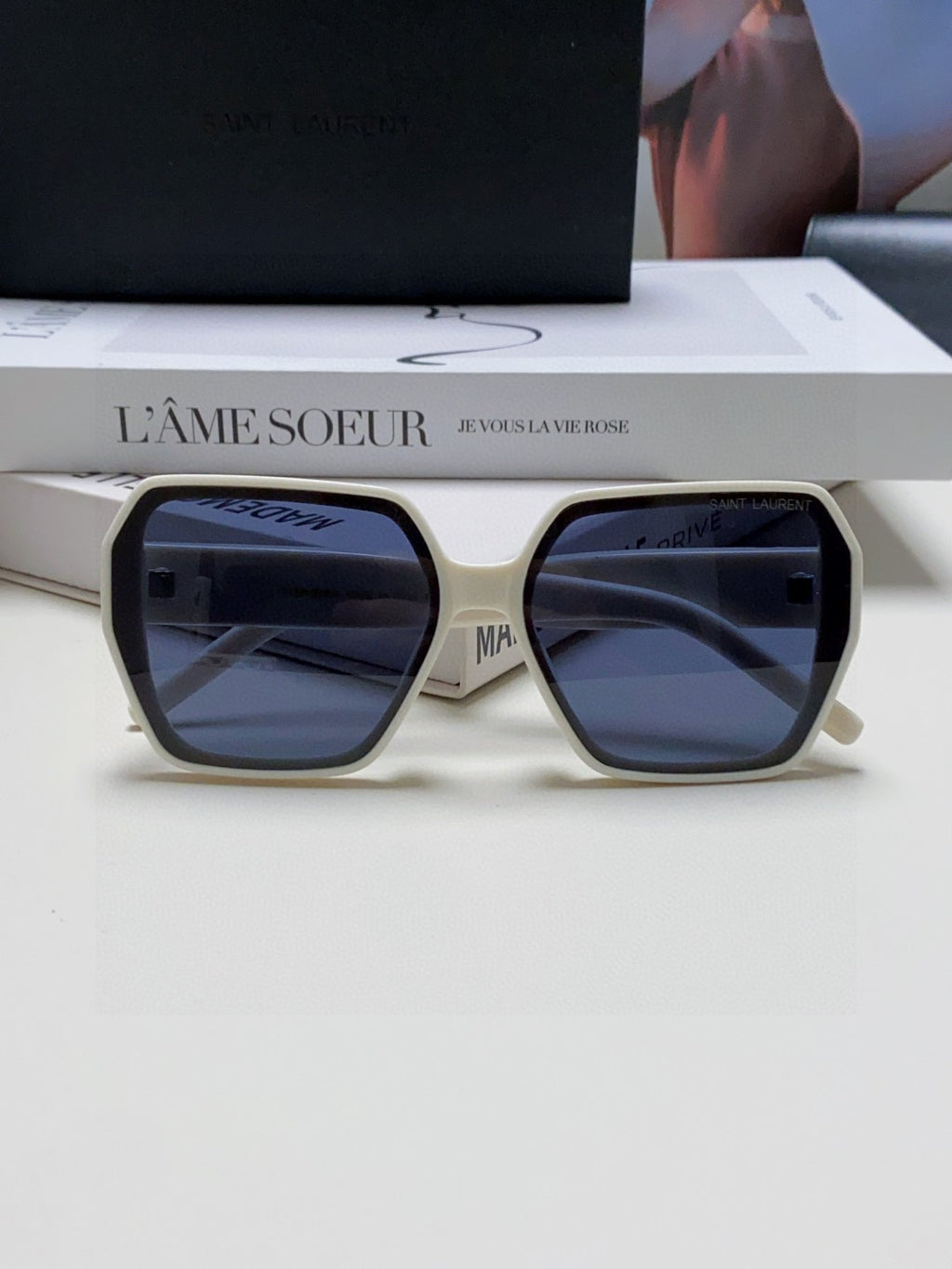 Saint Laurent Polarized Square Silver Lens Sunglasses for Men & Women - detail image 6