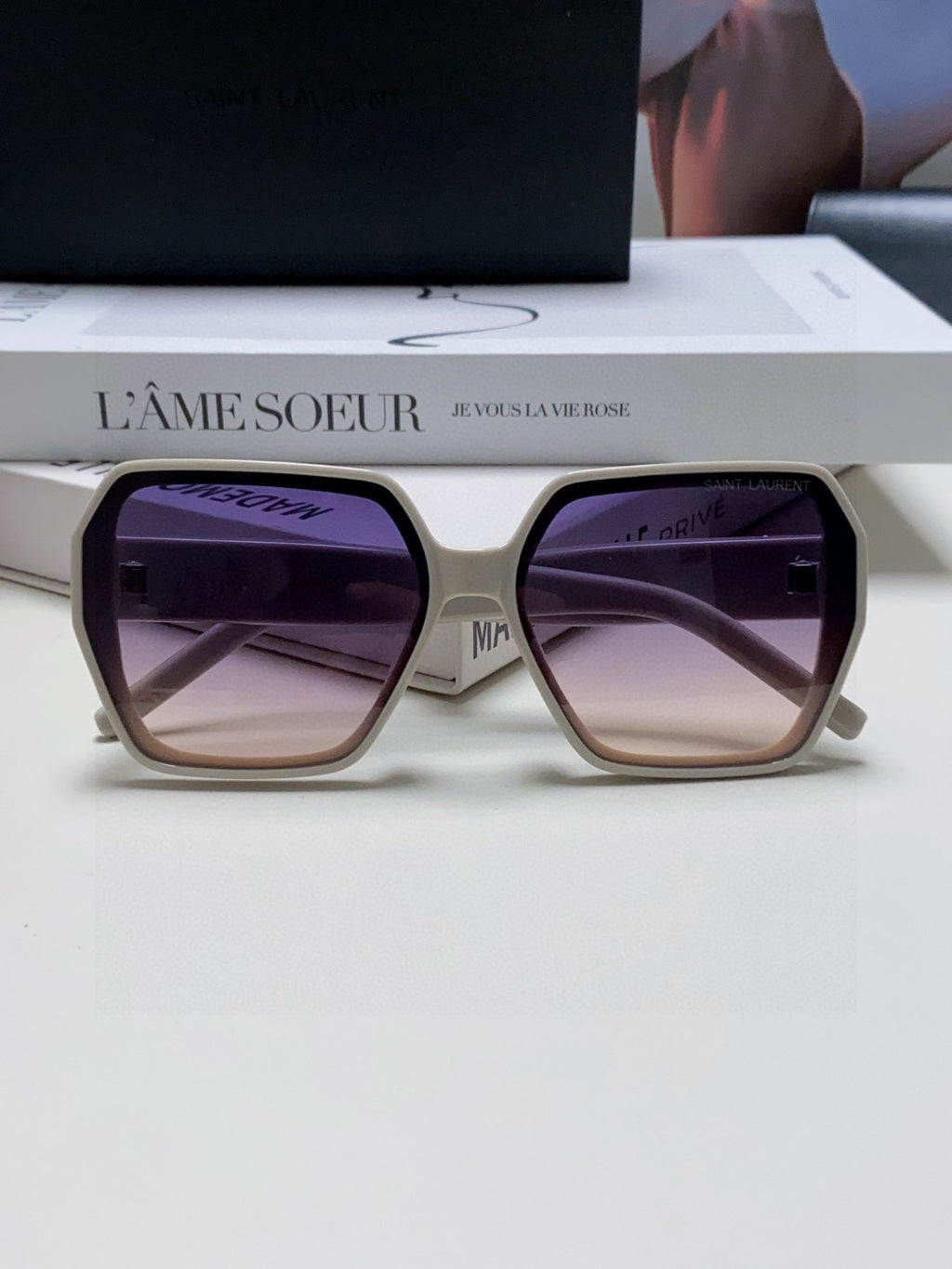 Saint Laurent Polarized Square Gray Lens Sunglasses for Men & Women - detail image 6