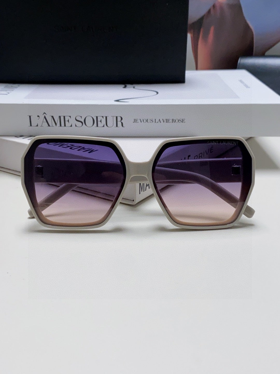 Saint Laurent Polarized Square Gray Lens Sunglasses for Men & Women - detail image 6