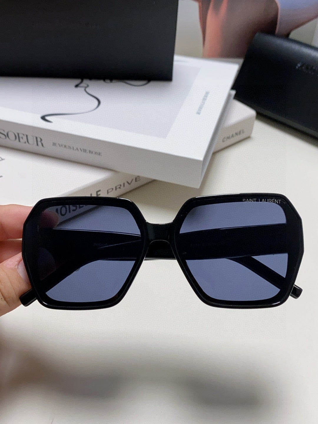Saint Laurent Polarized Square Blue Lens Sunglasses for Men & Women - detail image 3