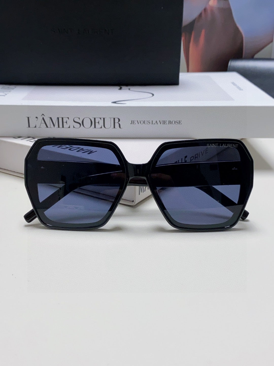 Saint Laurent Polarized Square Blue Lens Sunglasses for Men & Women - detail image 6