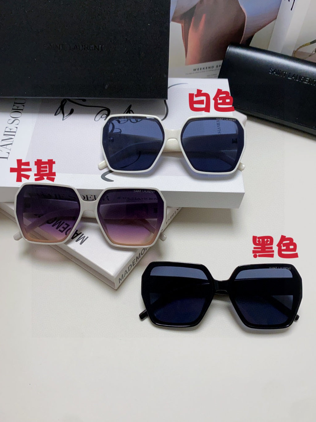 Saint Laurent Polarized Square Blue Lens Sunglasses for Men & Women - detail image 9