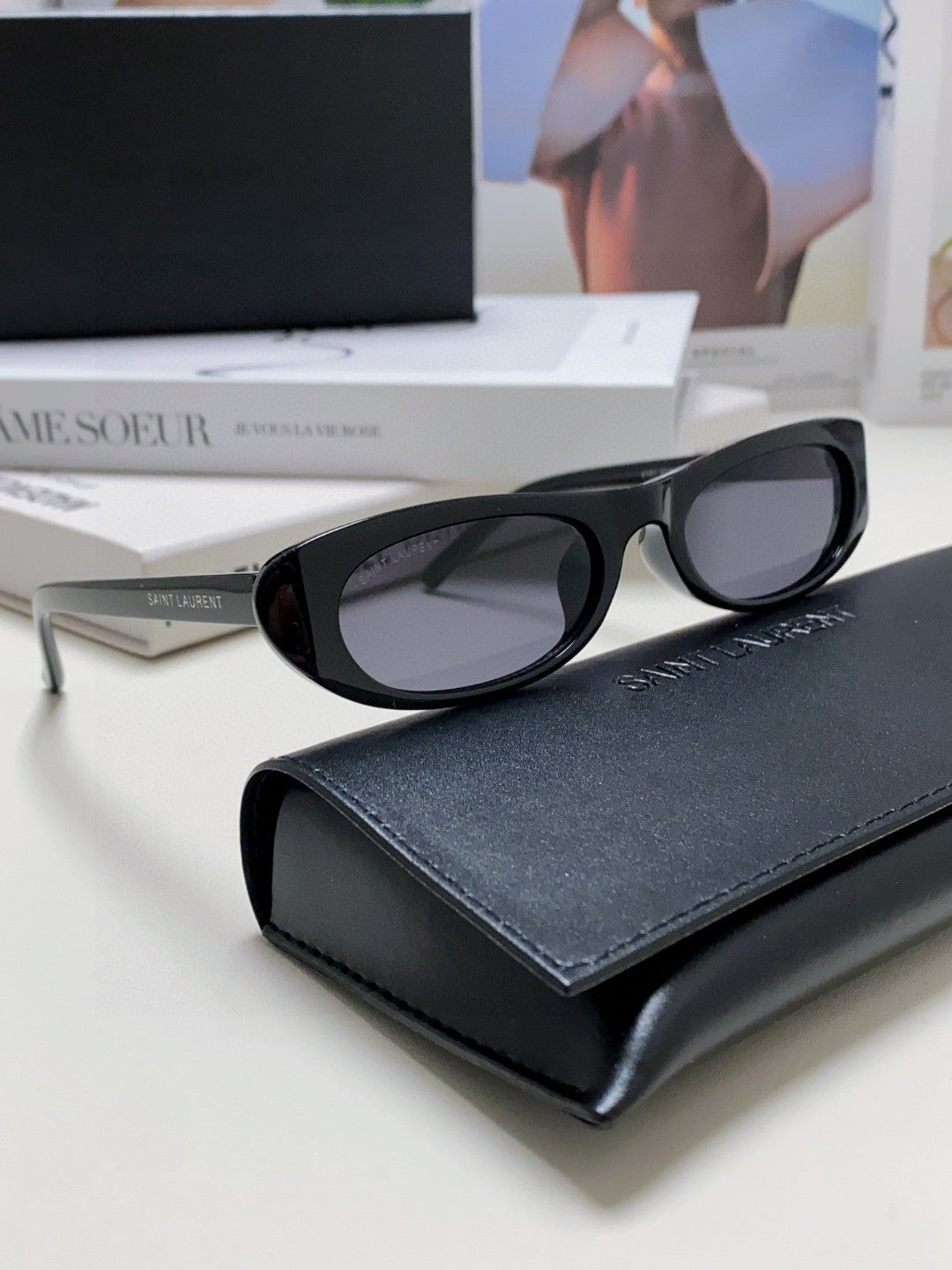 Saint Laurent Oval Red Lens Sunglasses for Men & Women - detail image 9