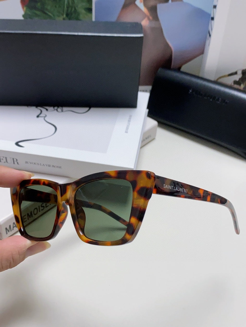 Saint Laurent Polarized Oversized Silver Lens Sunglasses for Men & Women - detail image 5