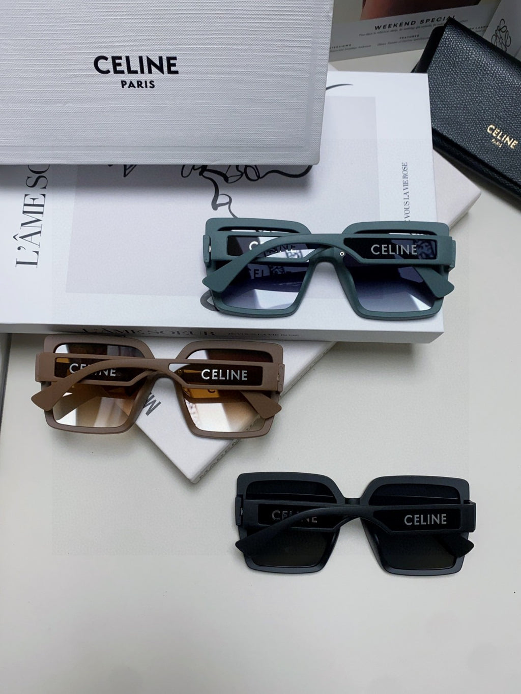 Celine Oversized Black Lens Sunglasses for Men & Women - 398814 - detail image 8