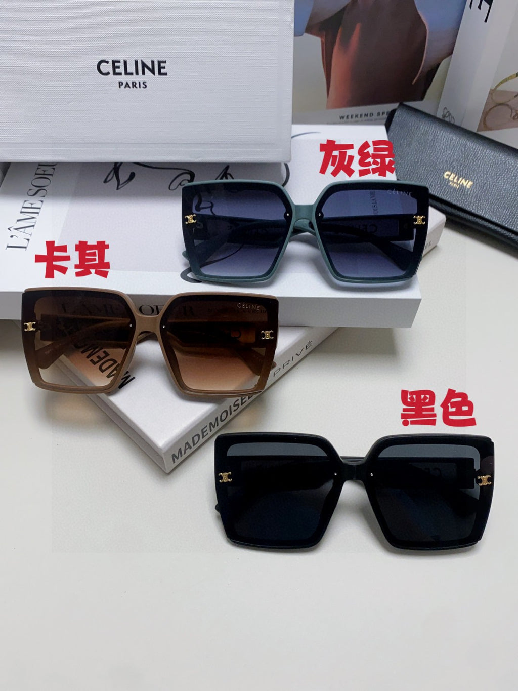 Celine Oversized Black Lens Sunglasses for Men & Women - 398814 - detail image 9