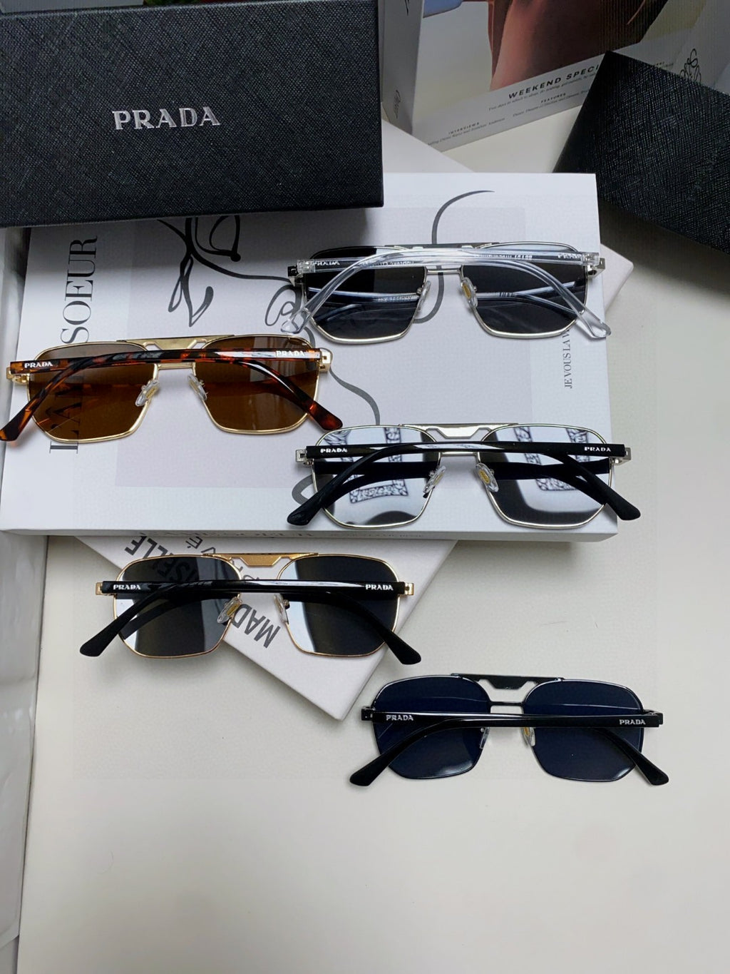 Prada Fashion Blue Lens Sunglasses for Men - 398899 - detail image 7