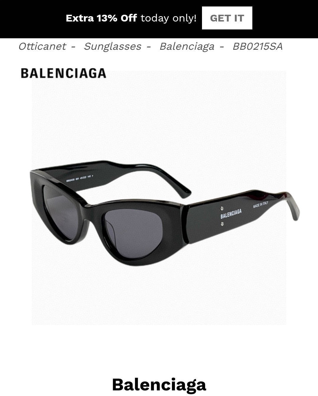 Balenciaga Polarized Cat-Eye Orange Lens Sunglasses for Men & Women - 449635