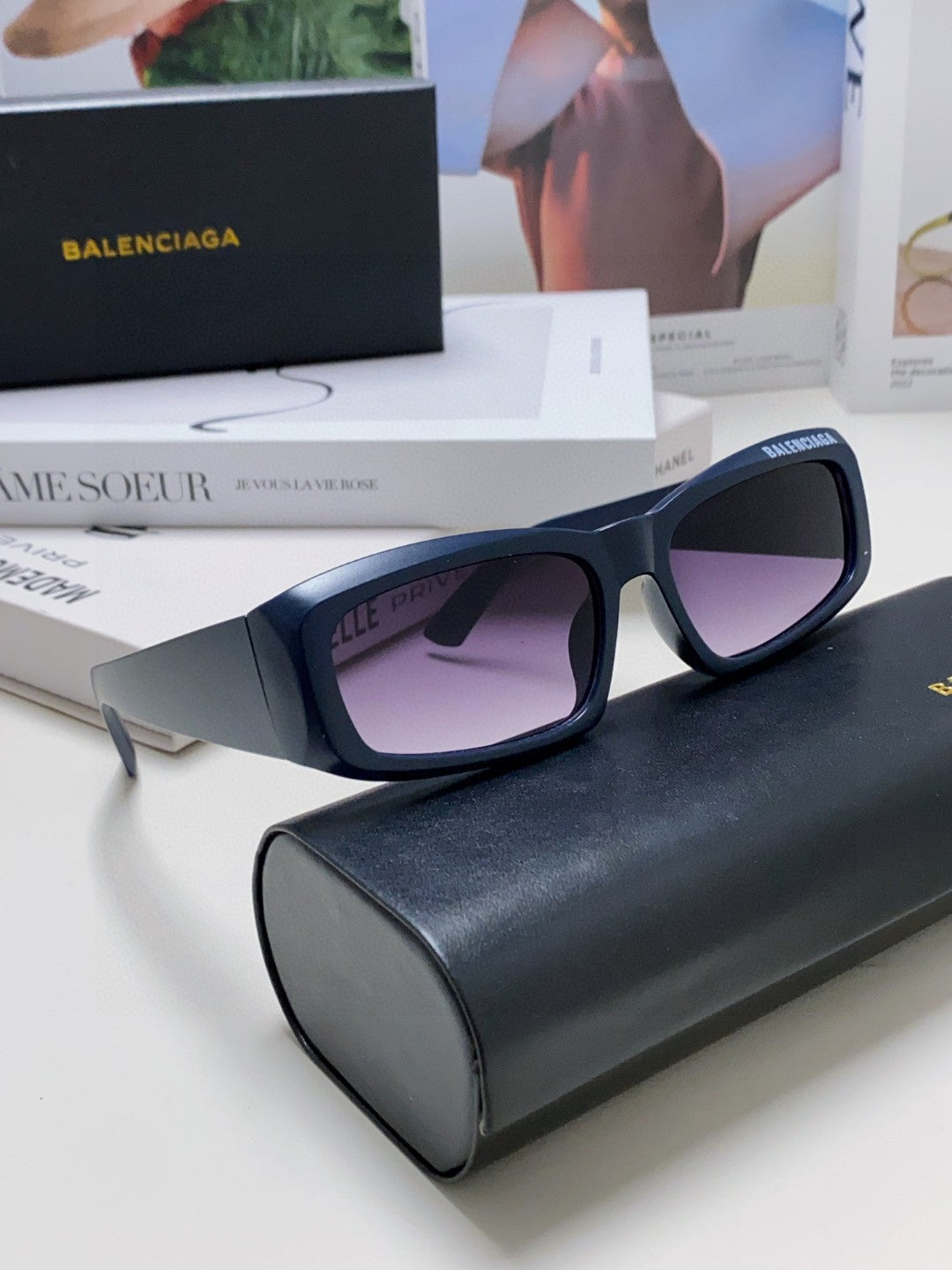 Balenciaga Square Blue Lens Sunglasses for Men & Women - detail image 6