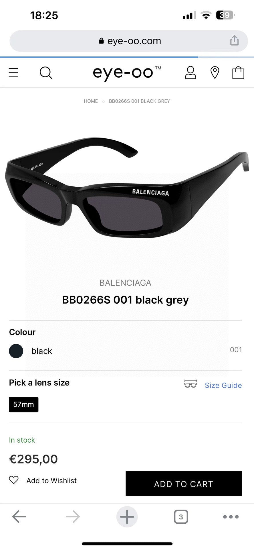 Balenciaga Square Gray Lens Sunglasses for Men & Women