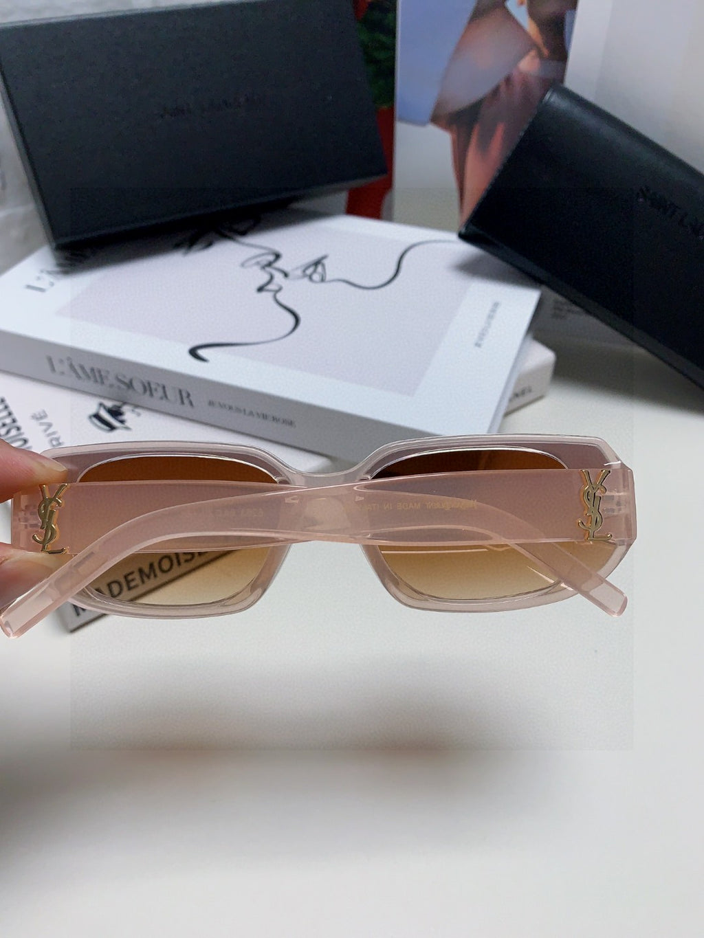 Saint Laurent Blue-Light Cat-Eye Brown Lens Sunglasses for Men & Women - detail image 3