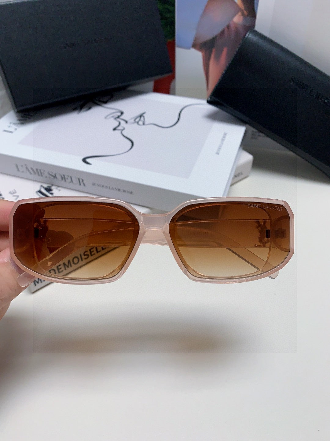 Saint Laurent Blue-Light Cat-Eye Brown Lens Sunglasses for Men & Women - detail image 2