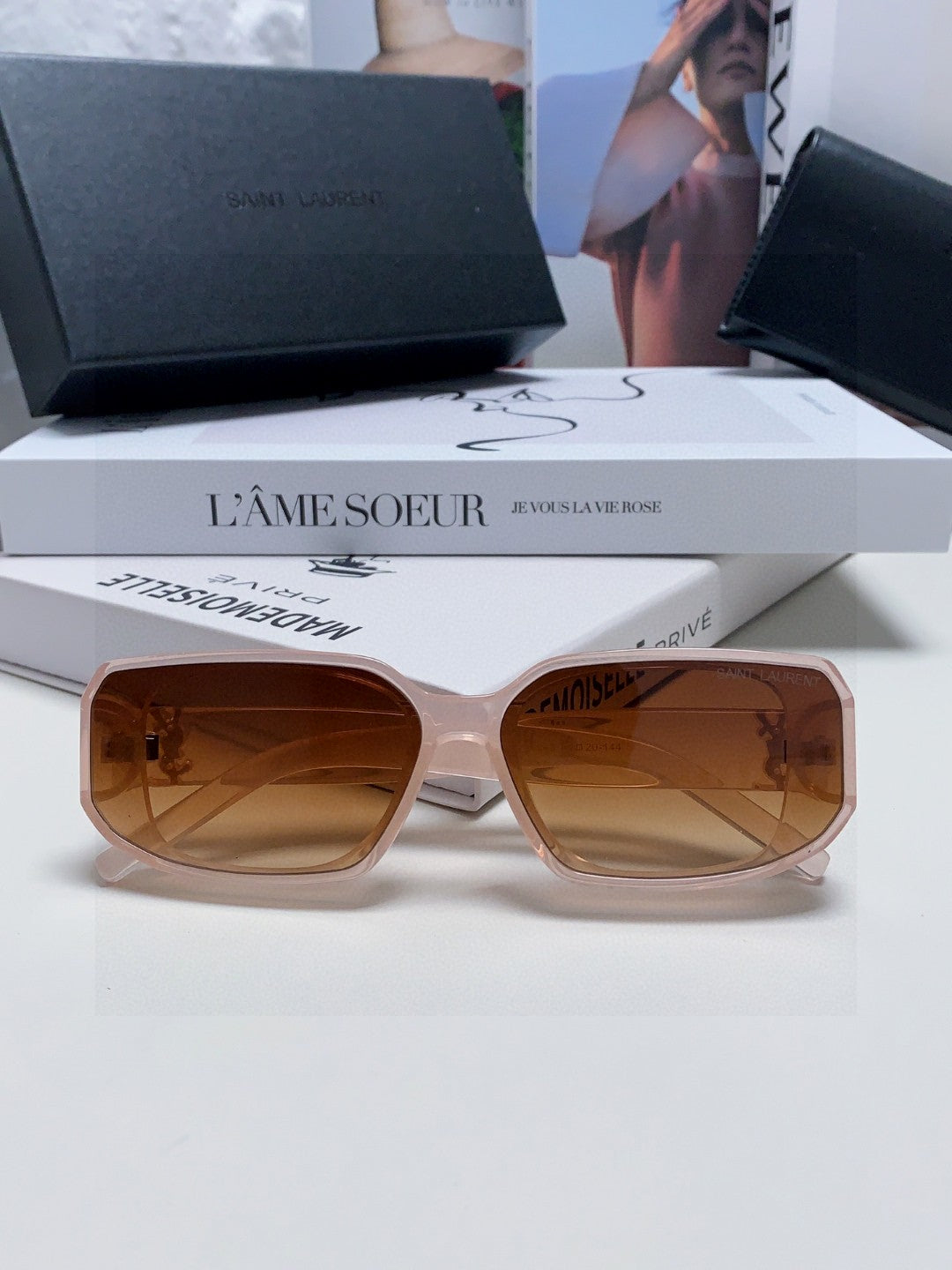 Saint Laurent Blue-Light Cat-Eye Brown Lens Sunglasses for Men & Women - detail image 4