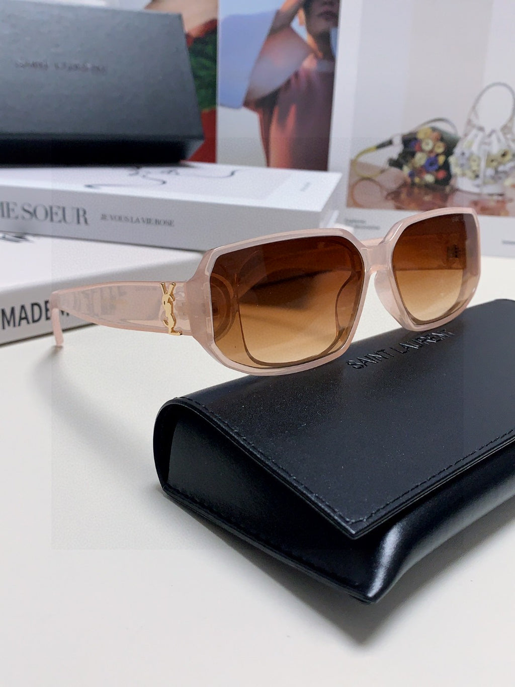 Saint Laurent Blue-Light Cat-Eye Brown Lens Sunglasses for Men & Wome - 415552 - detail image 5