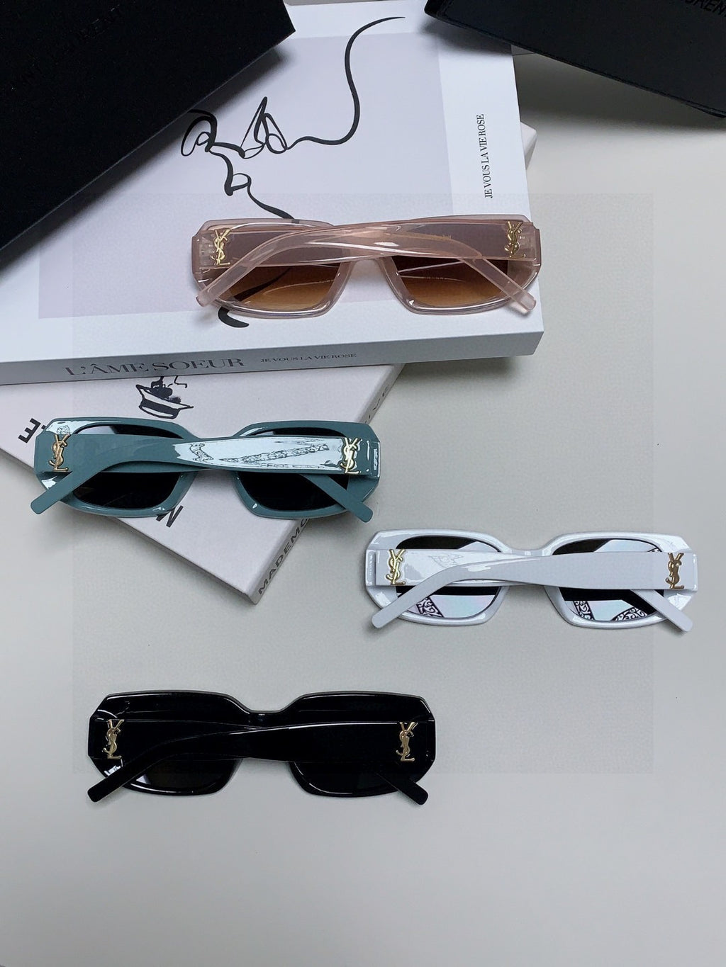 Saint Laurent Blue-Light Cat-Eye Gold Lens Sunglasses for Men & Women - 415554